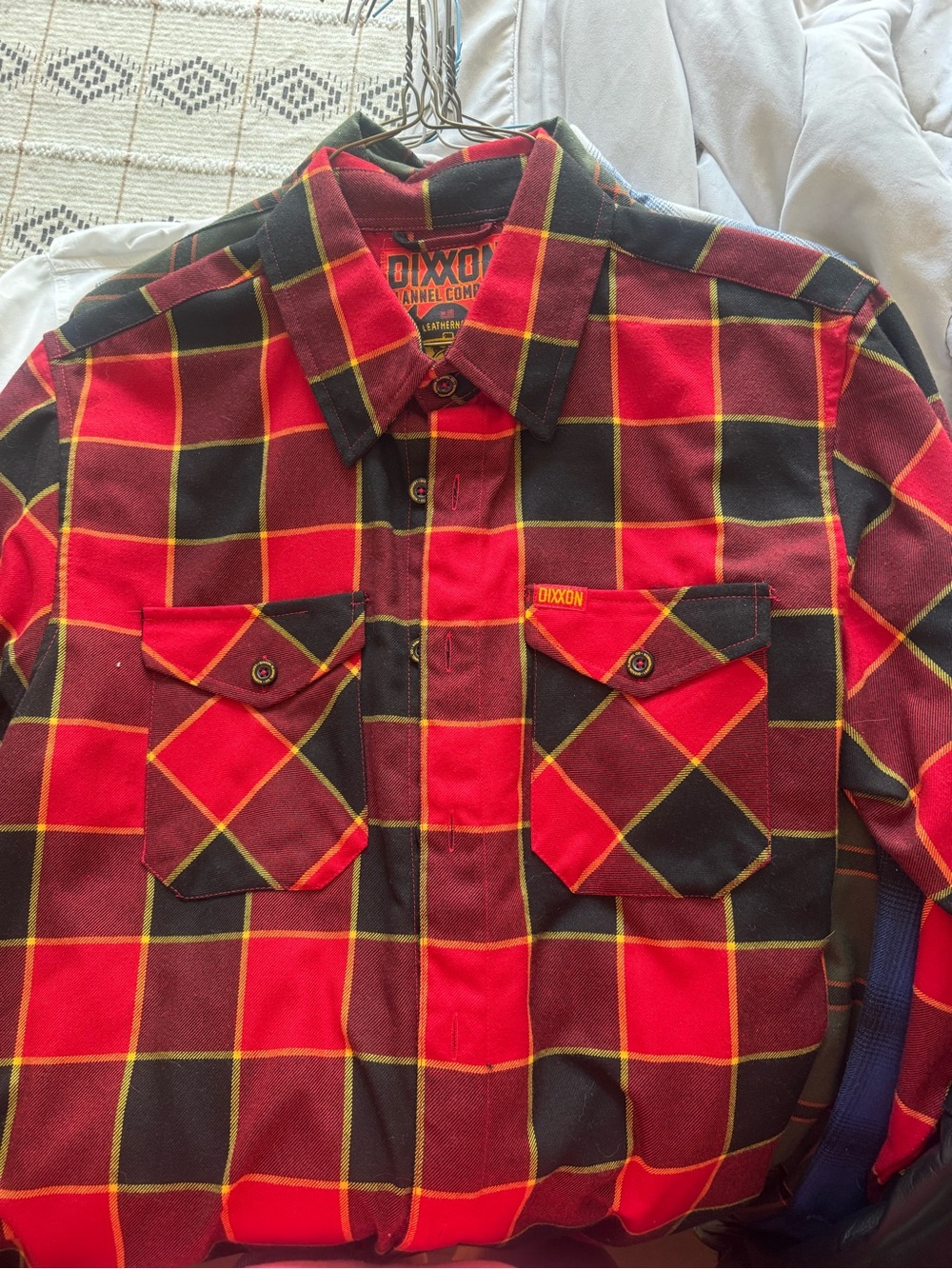 Men's Red Plaid Flannel Shirt - Picture 2 of 2